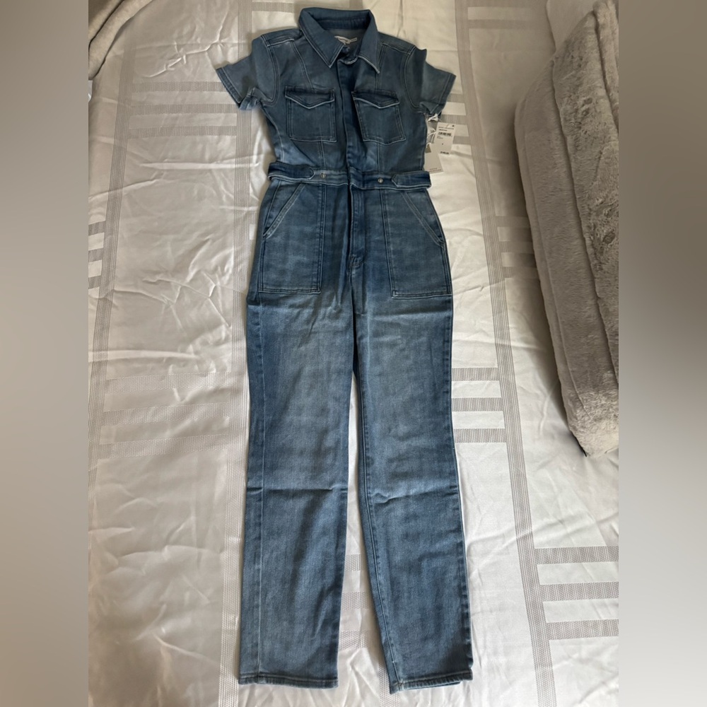 Good American Light Blue Denim Overalls
